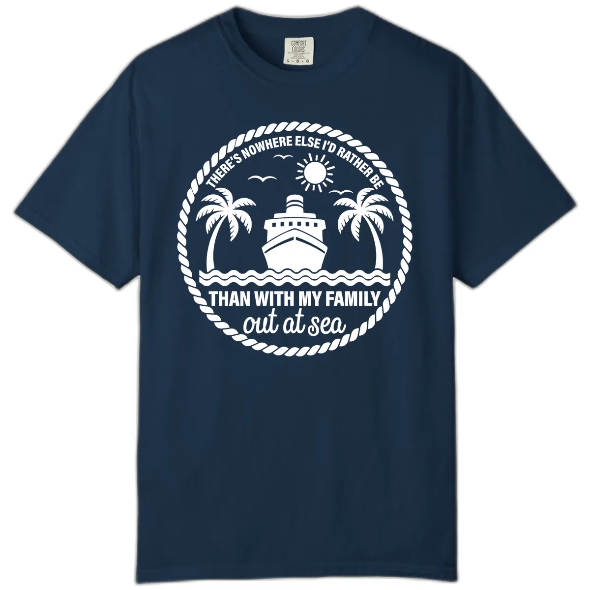 Family Cruise Out At Sea Design Comfort Color in True Navy