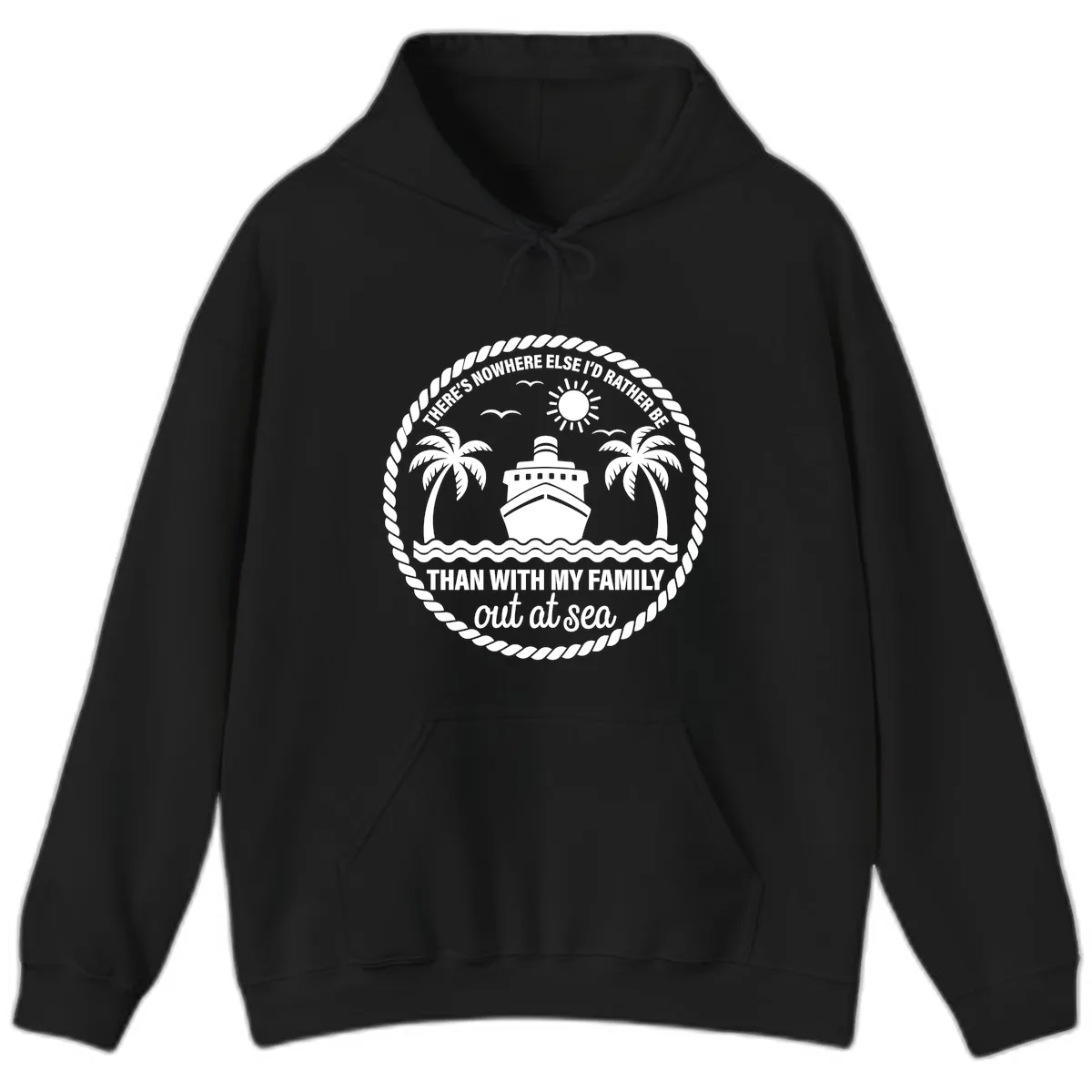 Family Cruise Out At Sea Design Hoodie in Black