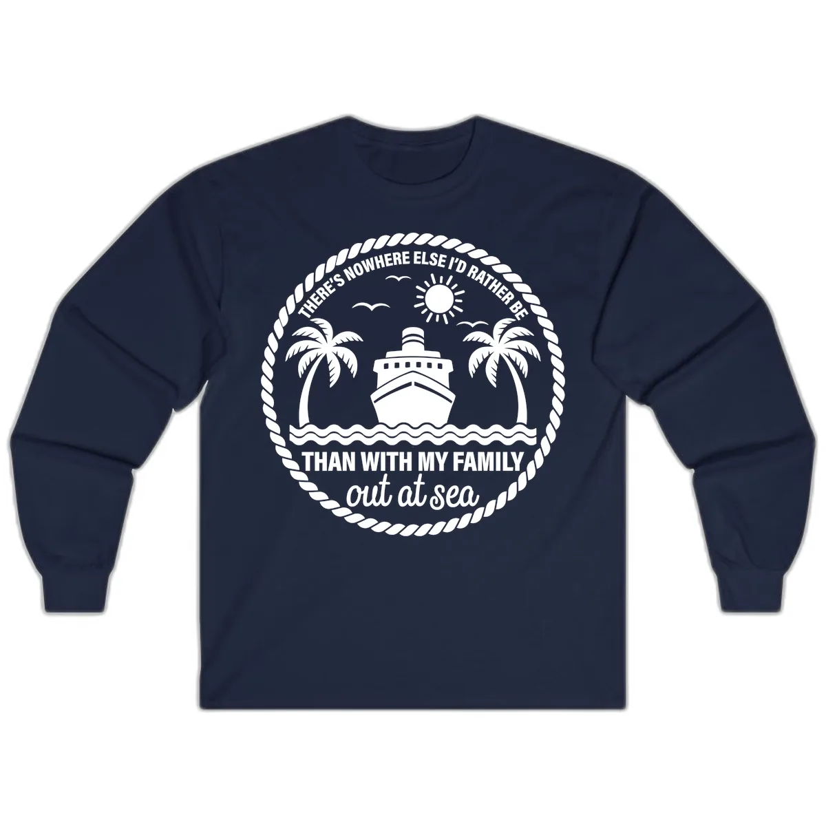 Family Cruise Out At Sea Design Long Sleeve in Navy