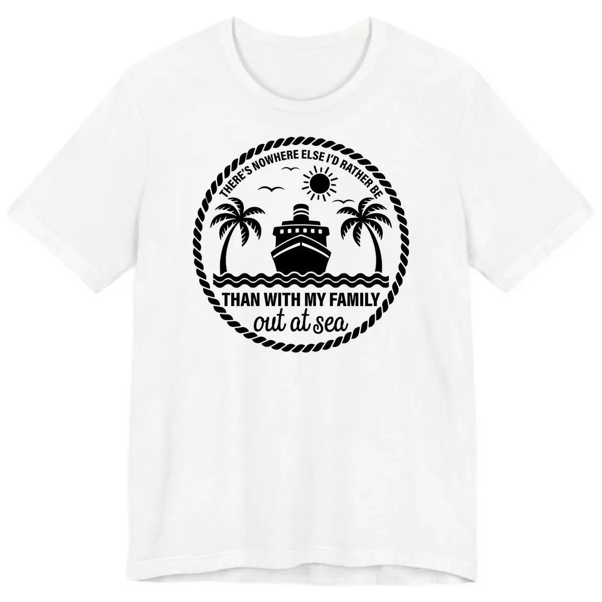 Family Cruise Out At Sea Design Premium T-Shirt in White