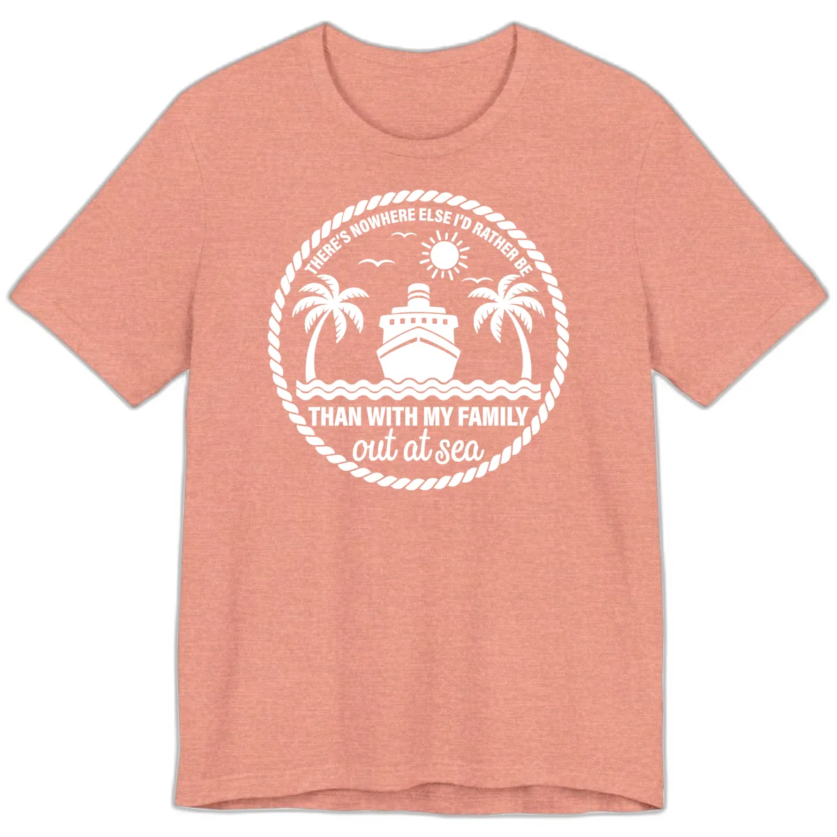 Family Cruise Out At Sea Design Premium T-Shirt in Heather Sunset