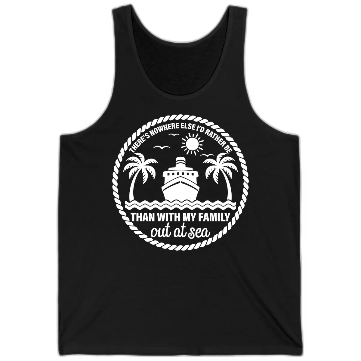 Family Cruise Out At Sea Design Tank in Black