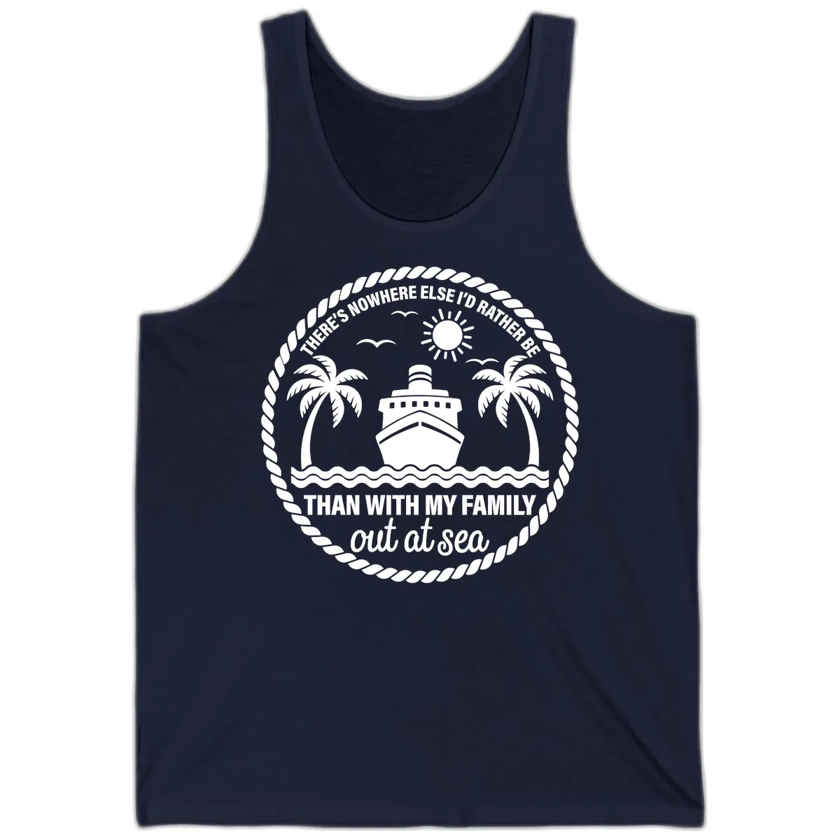 Family Cruise Out At Sea Design Tank in Navy