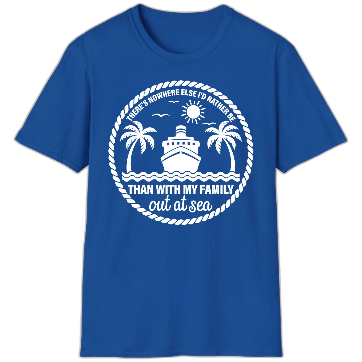 Family Cruise Out At Sea Design T-Shirt in Royal