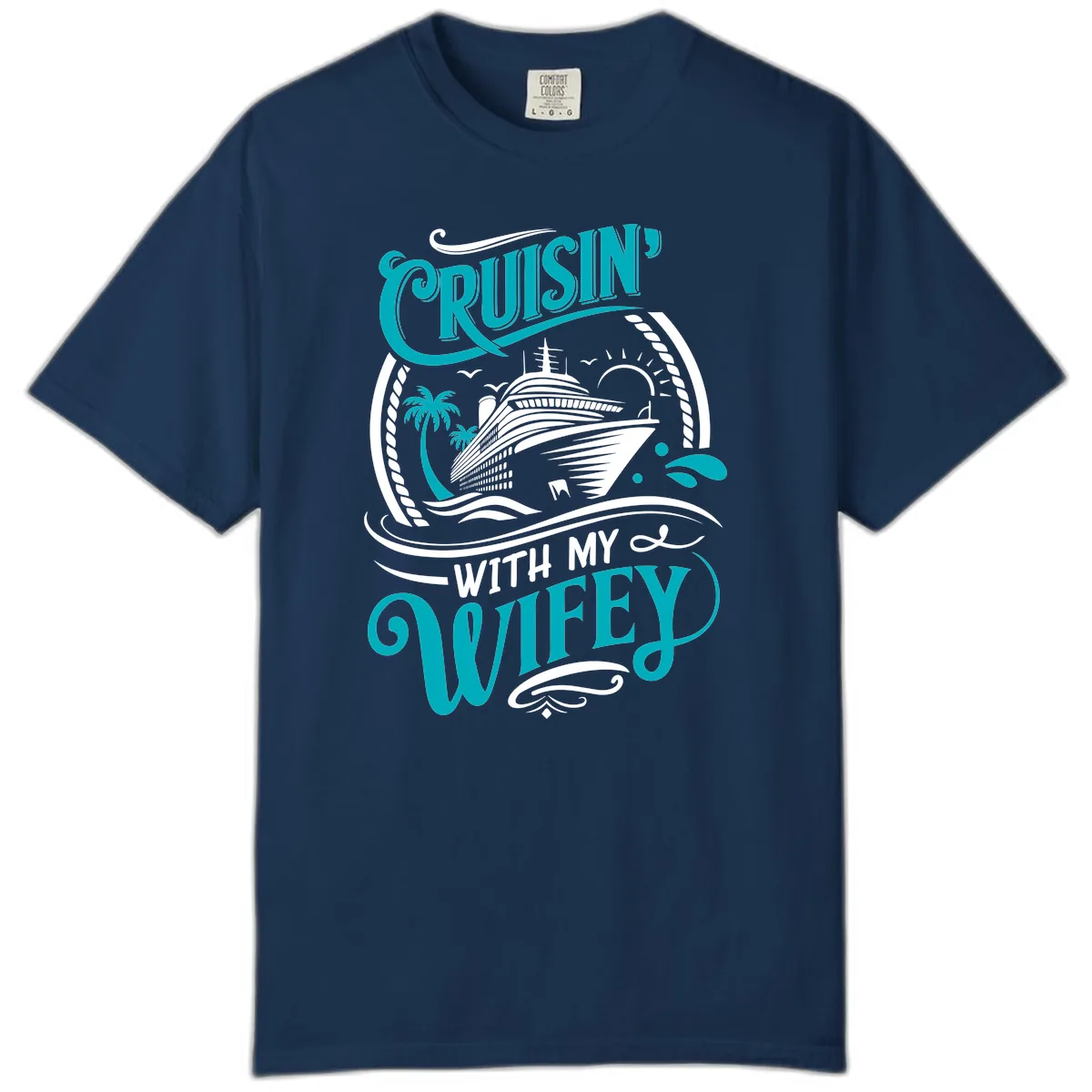 Cruisin With My Wifey Cruise Design Comfort Color in Navy