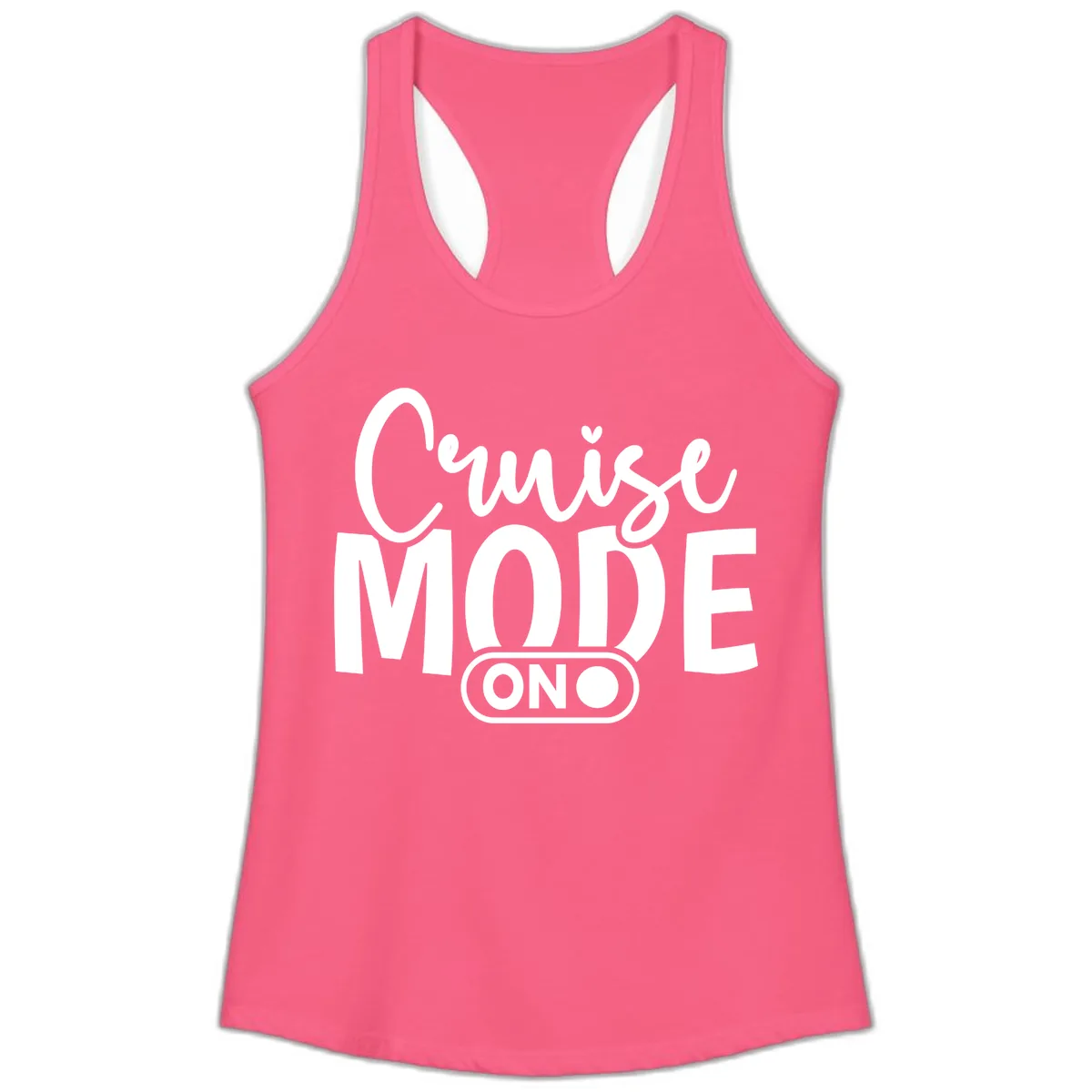 Cruise Mode On Typography Ladies Tank in Solid Hot Pink