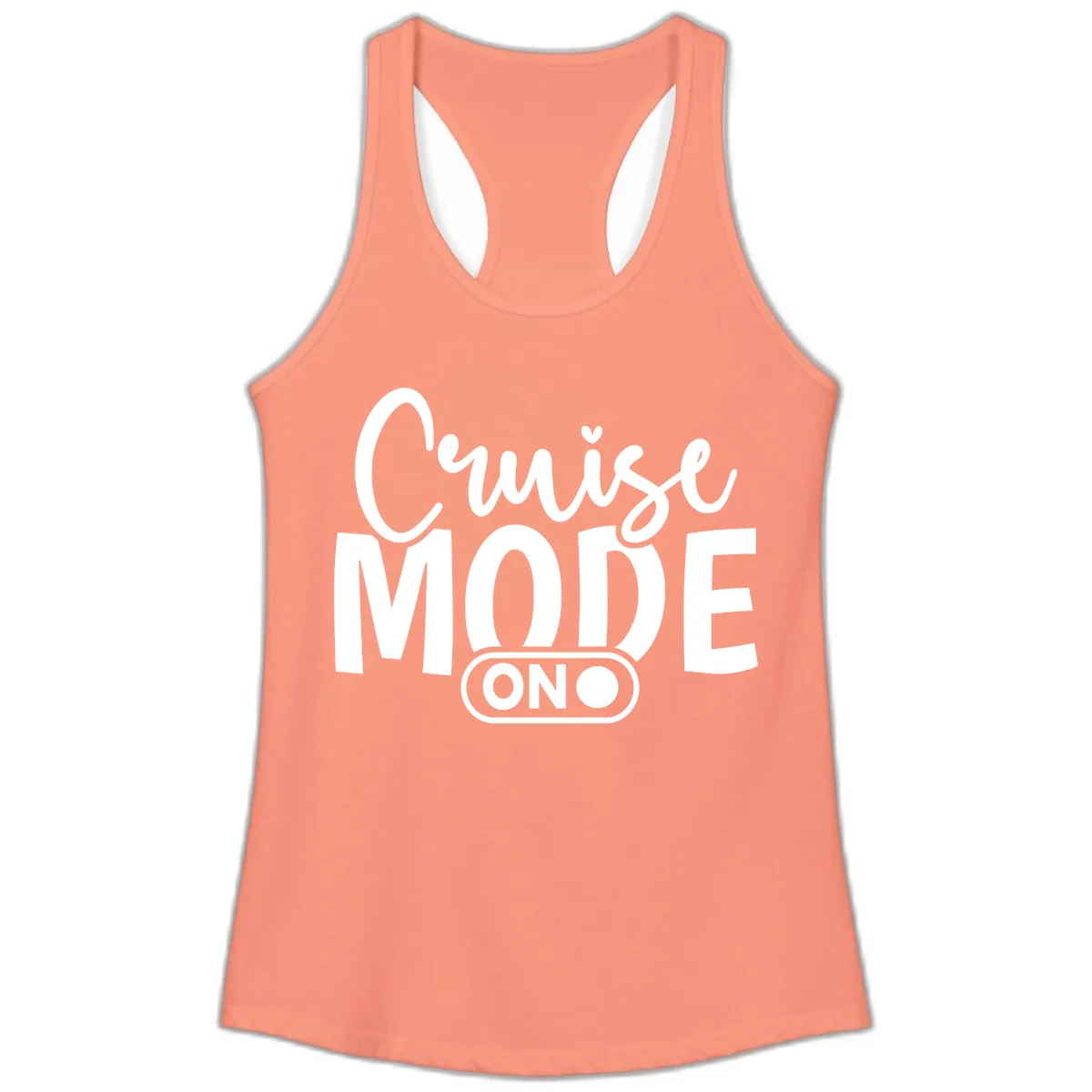 Cruise Mode On Typography Ladies Tank in Solid Light Orange