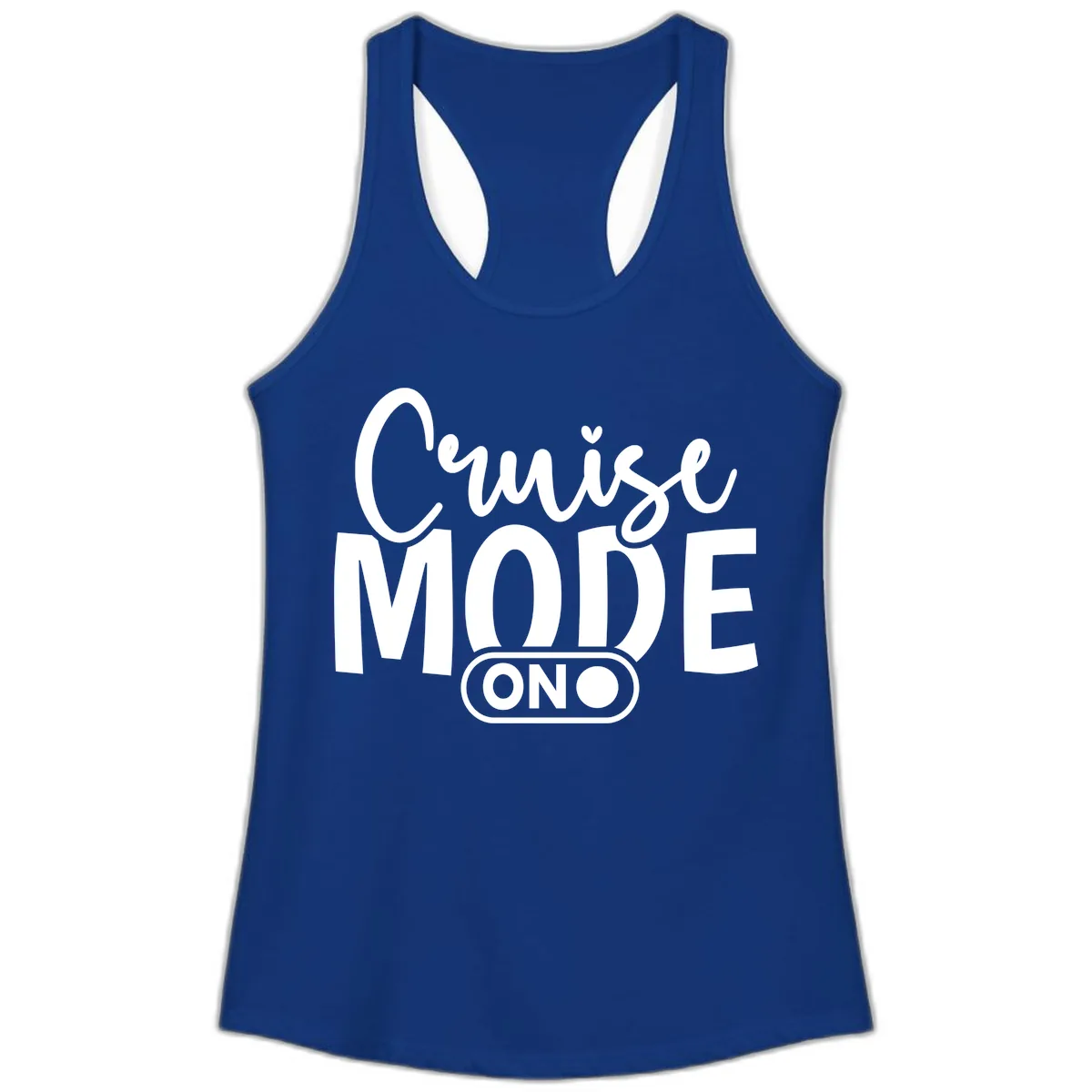 Cruise Mode On Typography Ladies Tank in Solid Royal