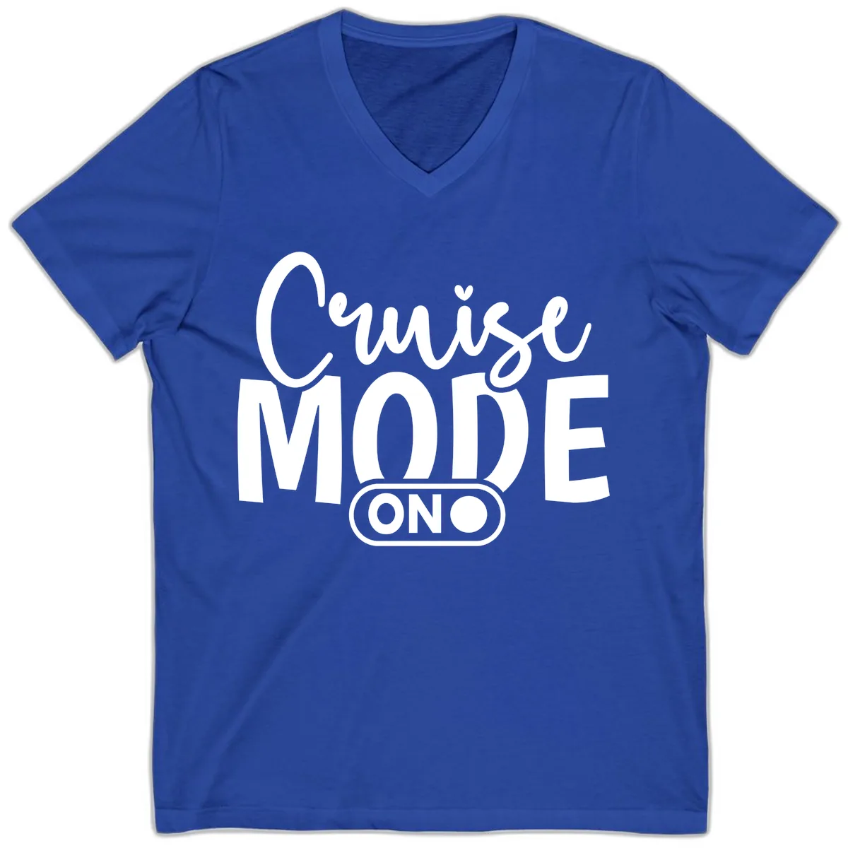 Cruise Mode On Typography V-Neck in True Royal