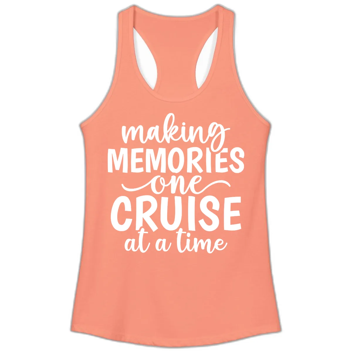 Making Memories One Cruise at a Time Ladies Tank in Solid Light Orange