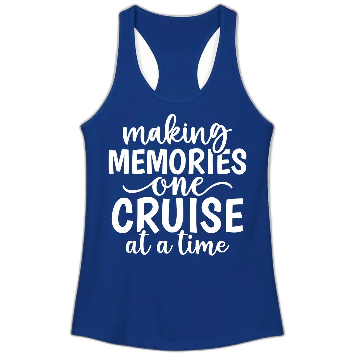 Making Memories One Cruise at a Time Ladies Tank in Solid Royal