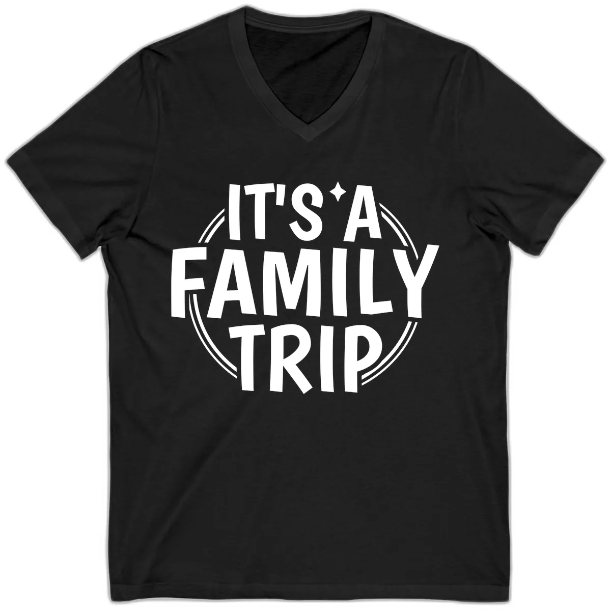 It's A Family Trip V-Neck in Black