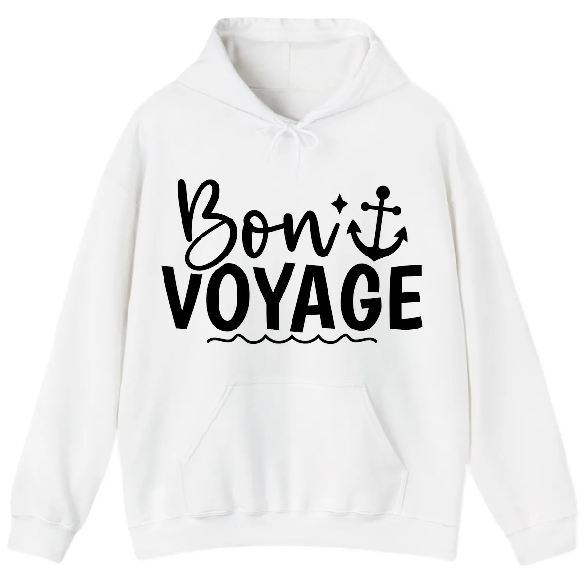 Bon Voyage Anchor Design Hoodie in White