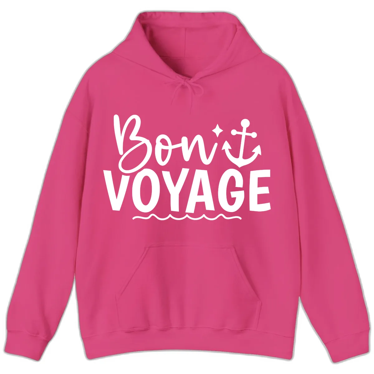 Bon Voyage Anchor Design Hoodie in Heliconia