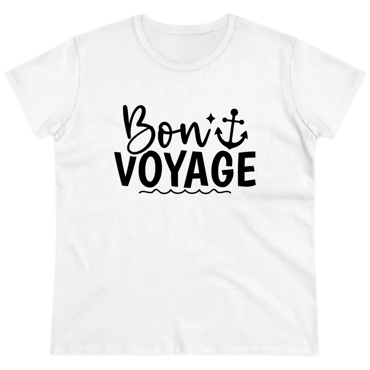 Bon Voyage Anchor Design Ladies Tee in White