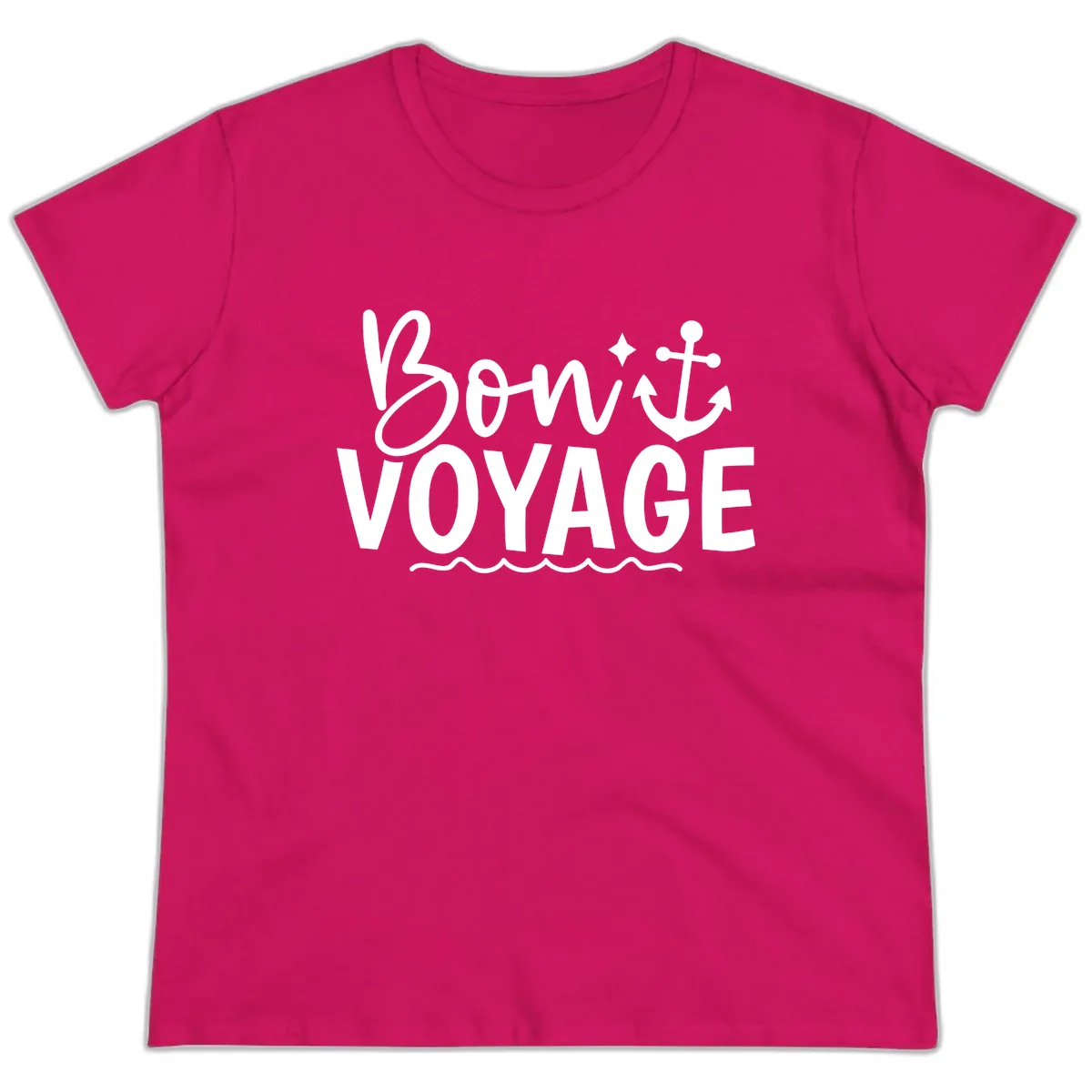 Bon Voyage Anchor Design Ladies Tee in Heliconia