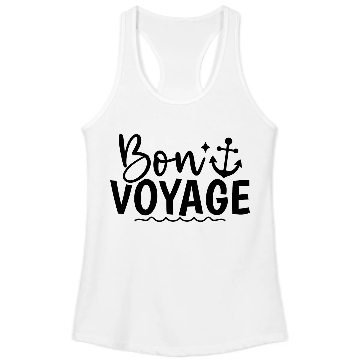 Bon Voyage Anchor Design Ladies Tank in White