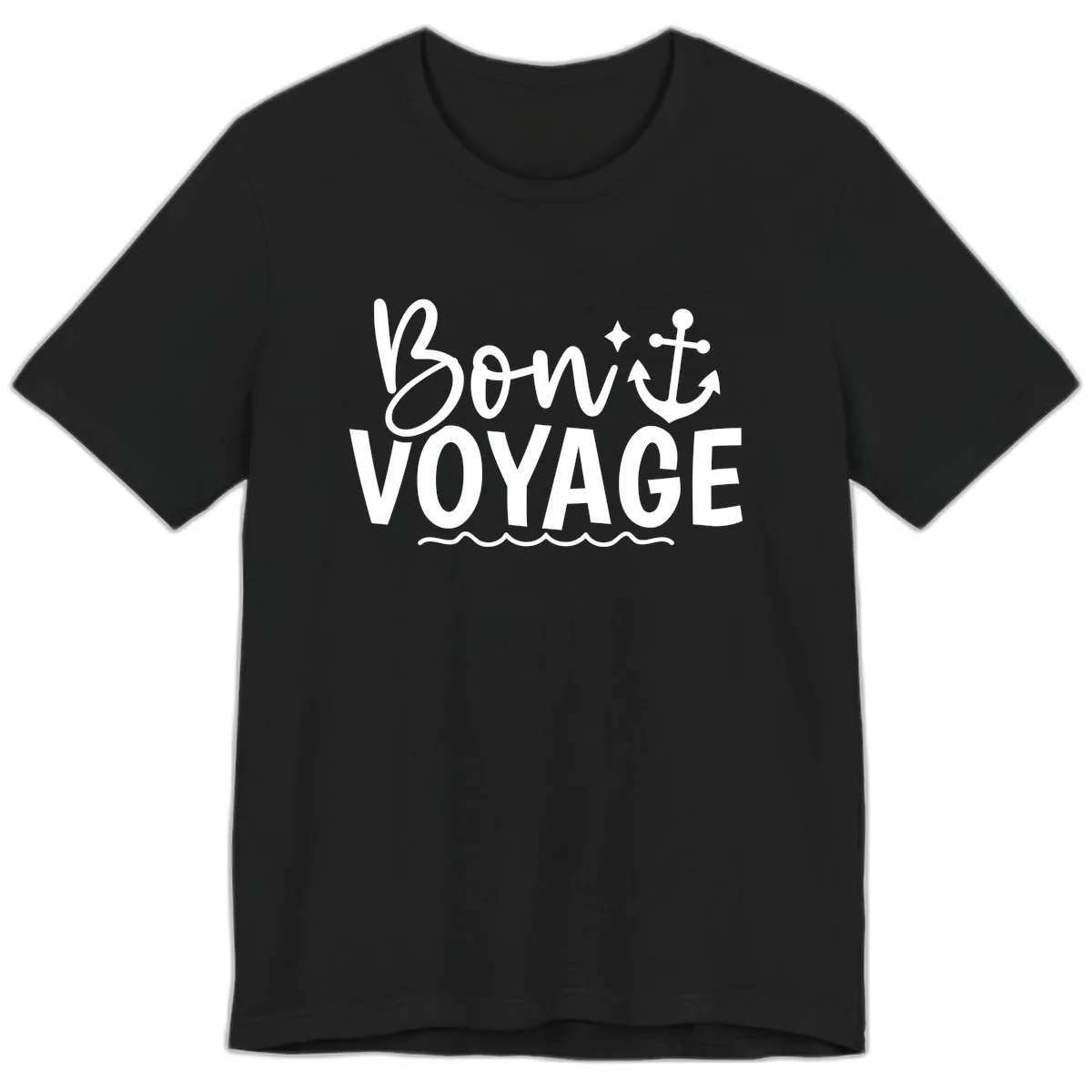 Bon Voyage Anchor Design Premium T-Shirt in Black