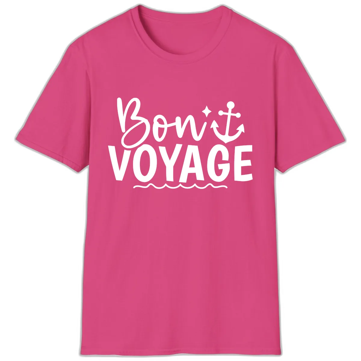 Bon Voyage Anchor Design T-Shirt in Heliconia