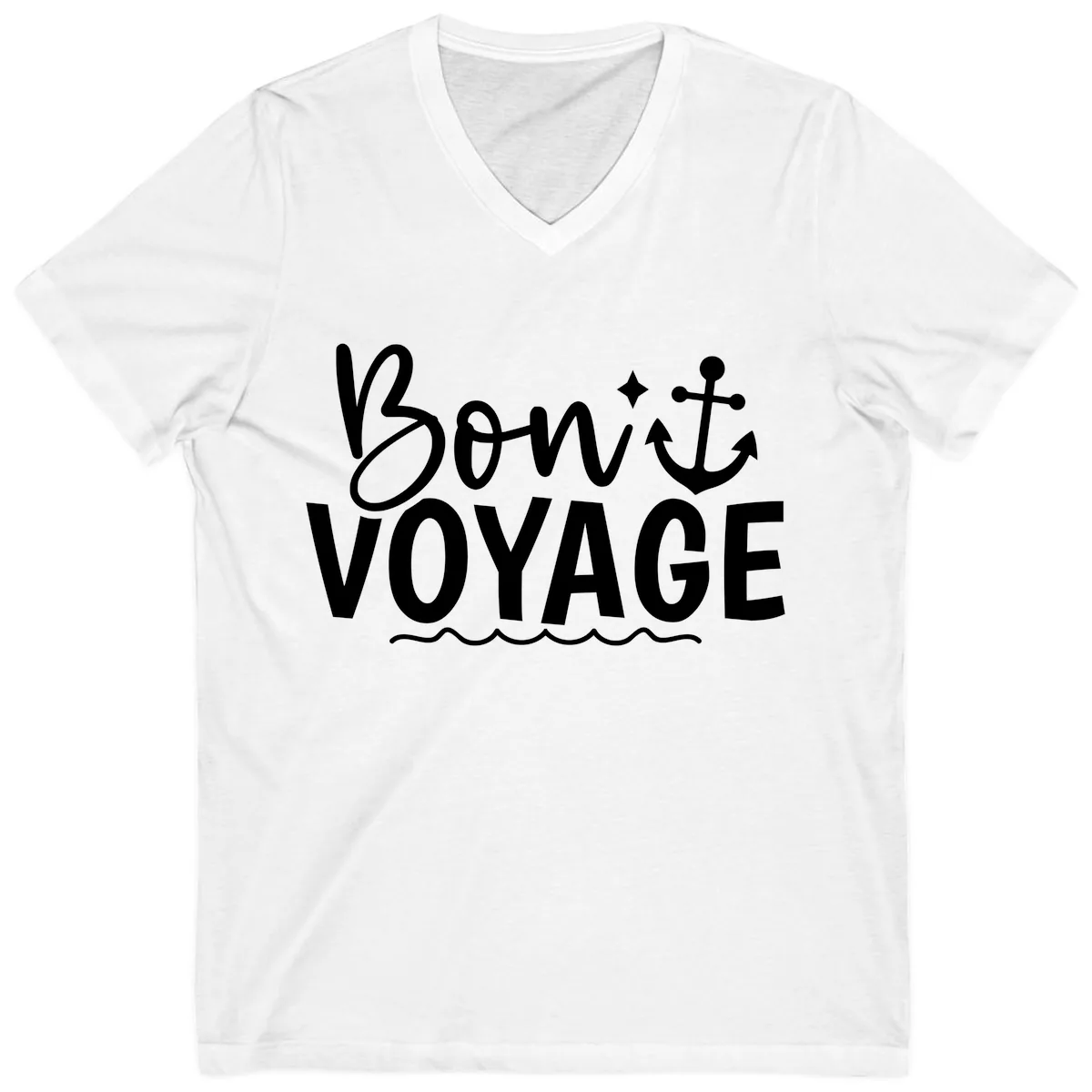 Bon Voyage Anchor Design V-Neck in White