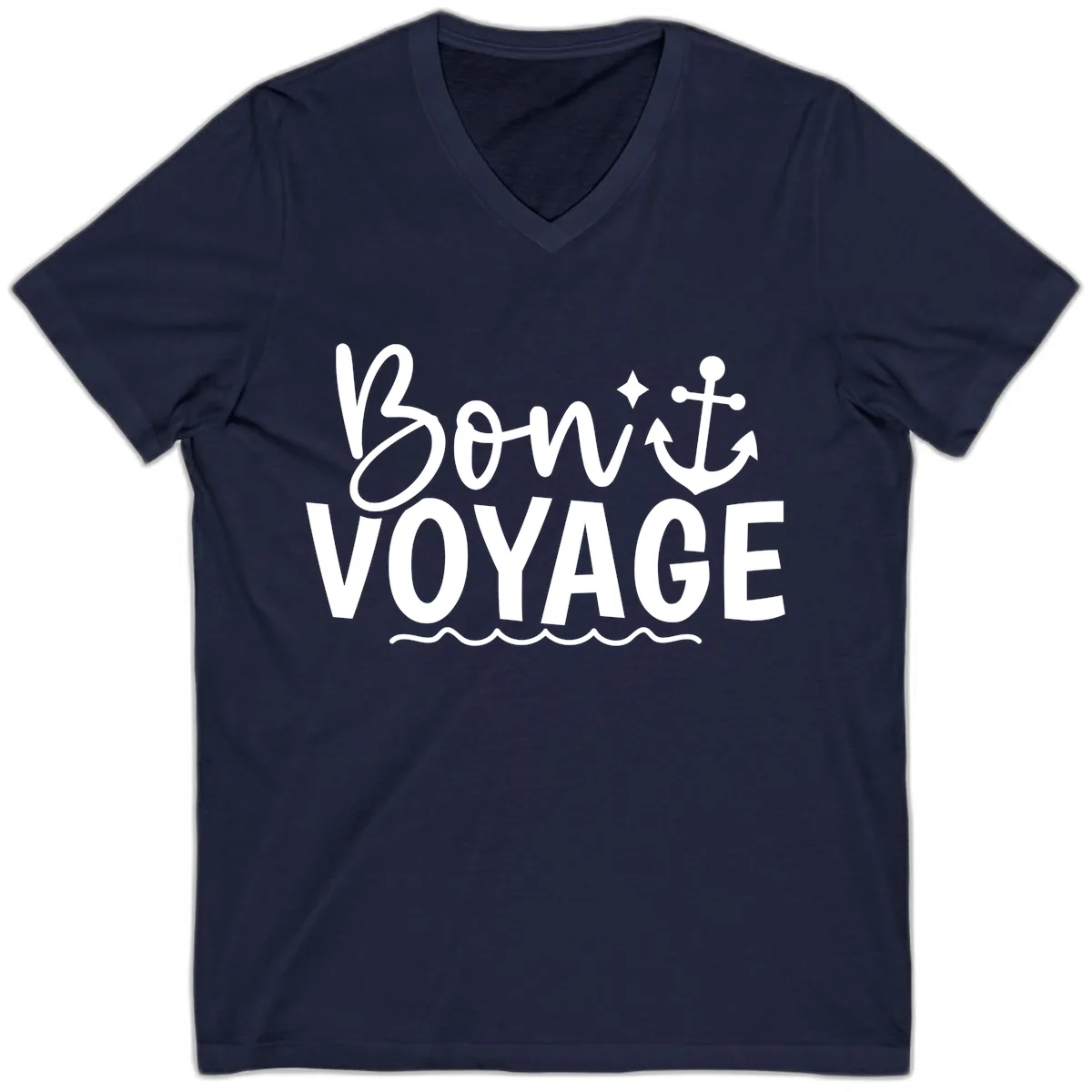 Bon Voyage Anchor Design V-Neck in Navy