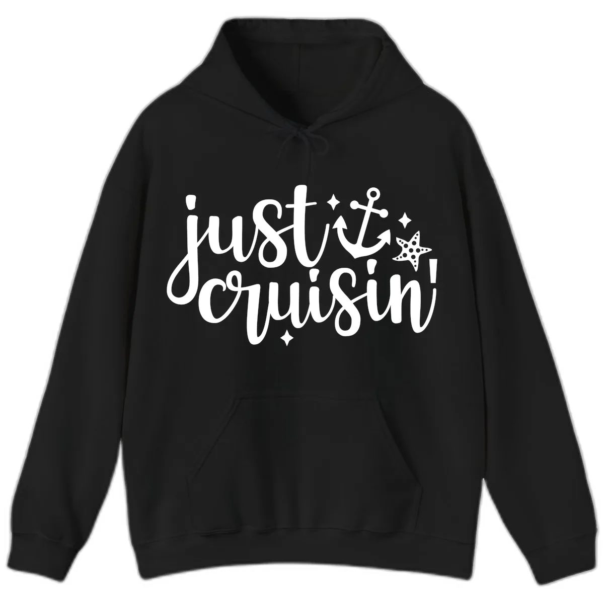 Just Cruisin' Anchor and Starfish Hoodie in Black