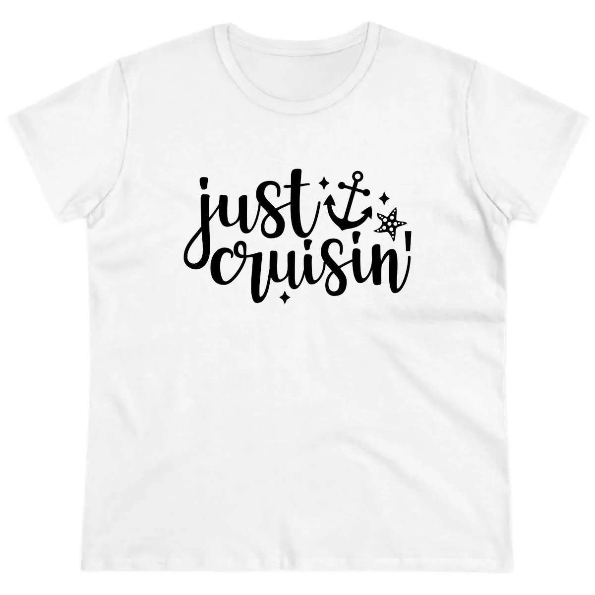Just Cruisin' Anchor and Starfish Ladies Tee in White