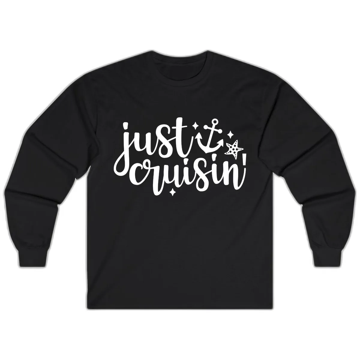 Just Cruisin' Anchor and Starfish Long Sleeve in Black