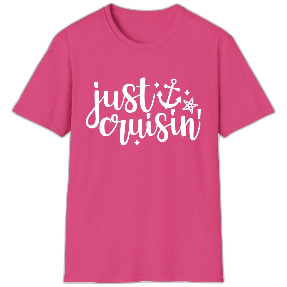 Just Cruisin' Anchor and Starfish T-Shirt in Heliconia