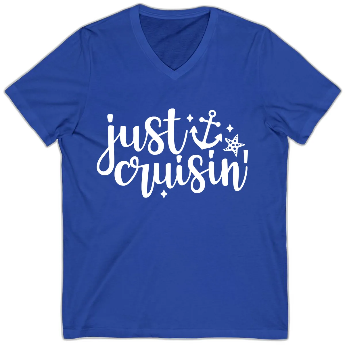 Just Cruisin' Anchor and Starfish V-Neck in True Royal