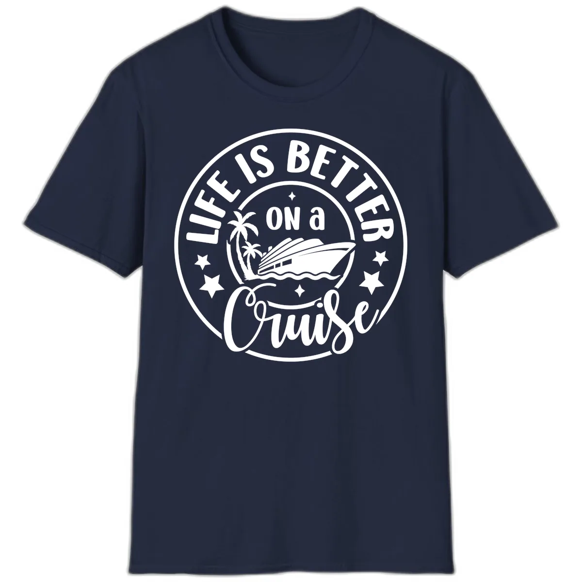 Life Is Better On A Cruise Badge T-Shirt in Navy