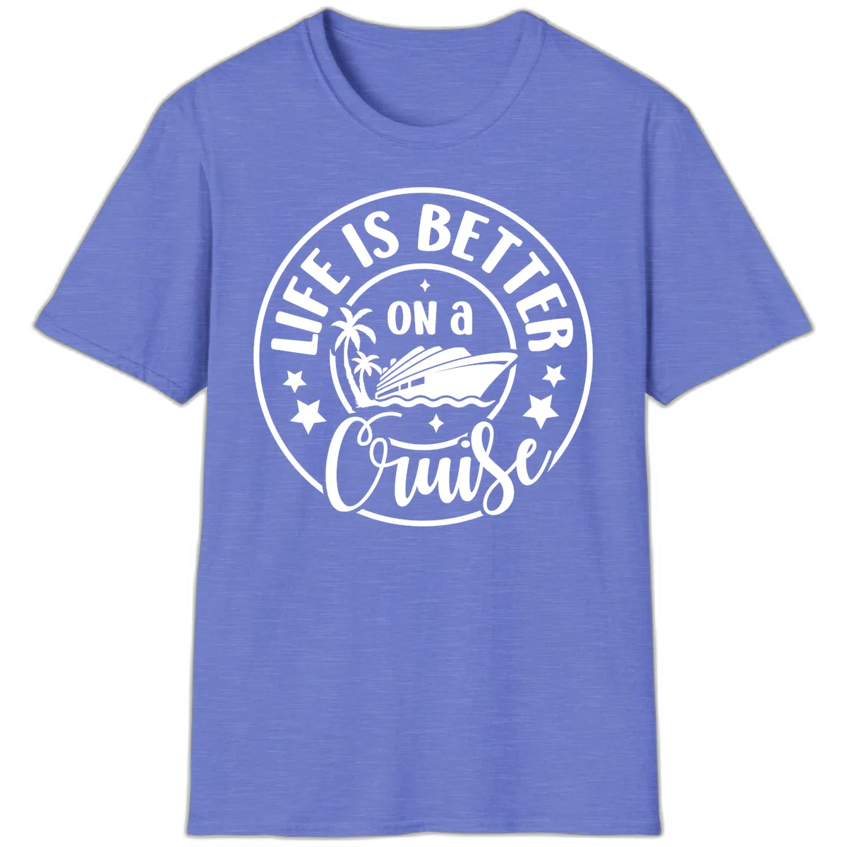 Life Is Better On A Cruise Badge T-Shirt in Heather Royal