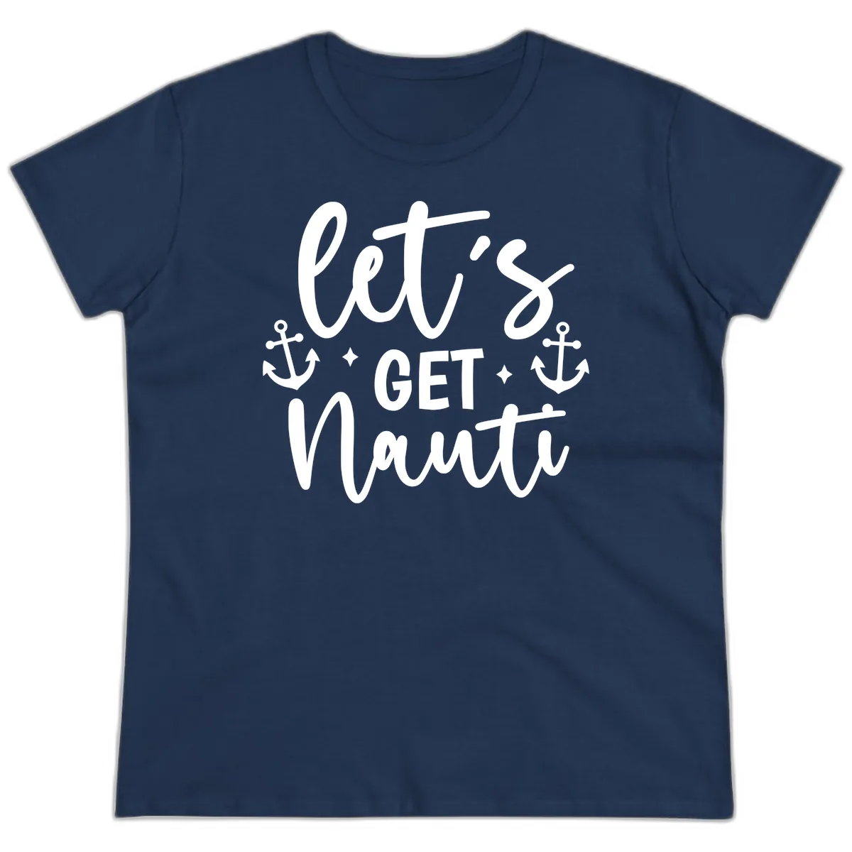 Let's Get Nauti Cruise Design Ladies Tee in Navy