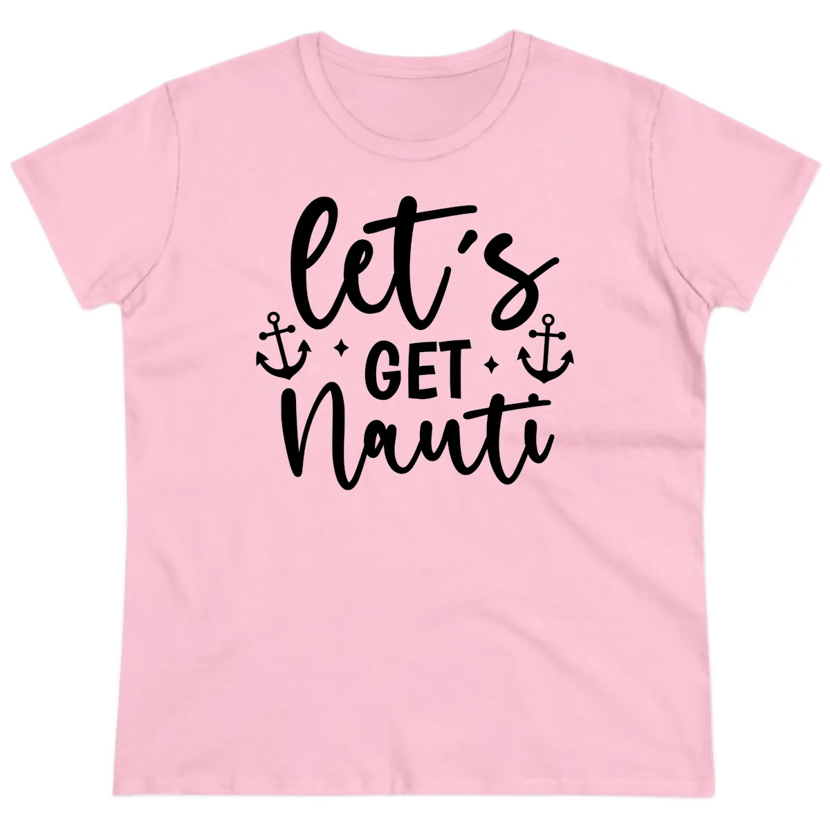 Let's Get Nauti Cruise Design Ladies Tee in Light Pink