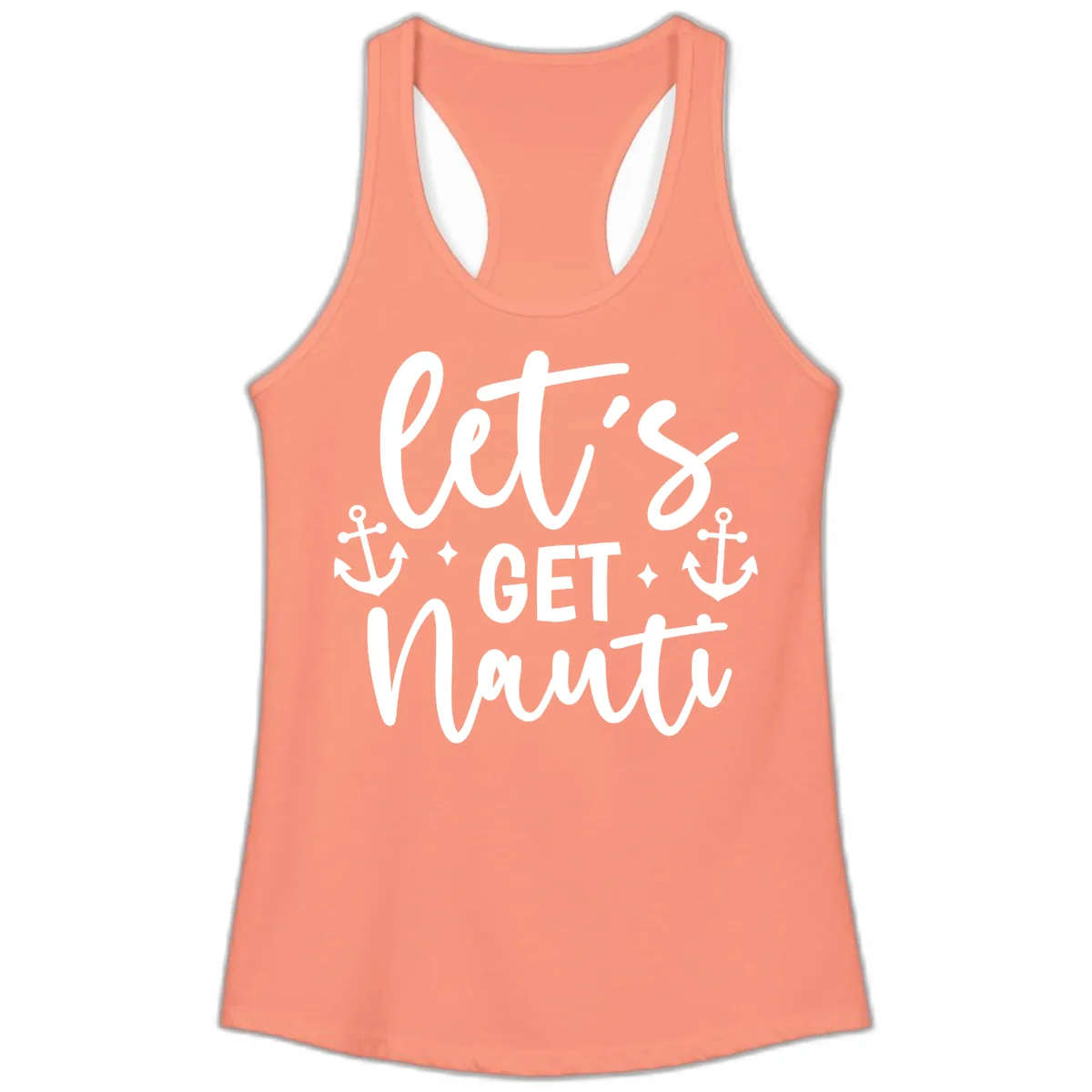 Let's Get Nauti Cruise Design Ladies Tank in Solid Light Orange