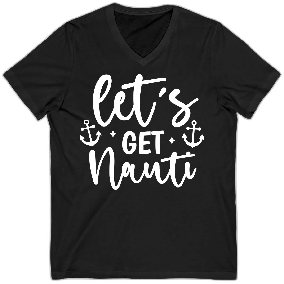 Let's Get Nauti Cruise Design V-Neck in Black