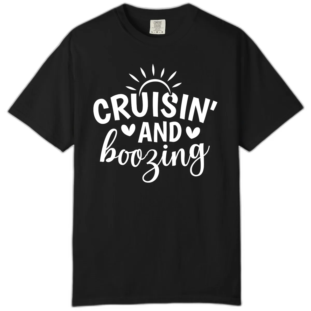 Cruisin And Boozing Sun Design Comfort Color in Black