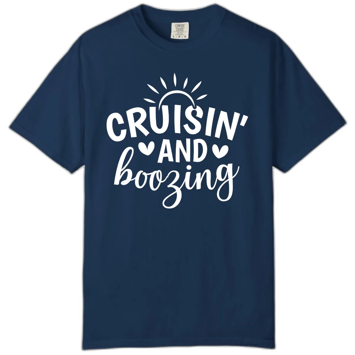 Cruisin And Boozing Sun Design Comfort Color in Navy