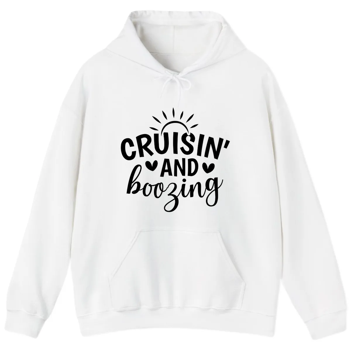 Cruisin And Boozing Sun Design Hoodie in White