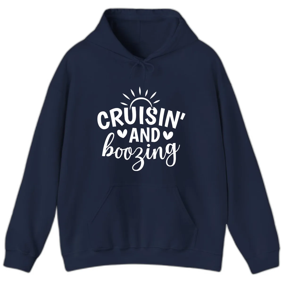 Cruisin And Boozing Sun Design Hoodie in Navy