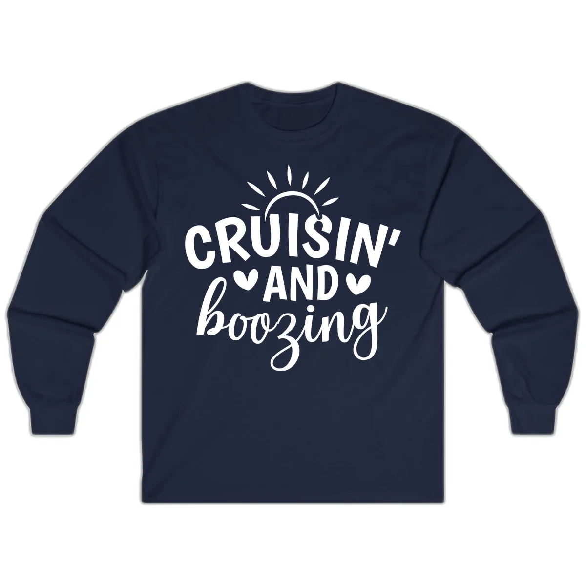Cruisin And Boozing Sun Design Long Sleeve in Navy