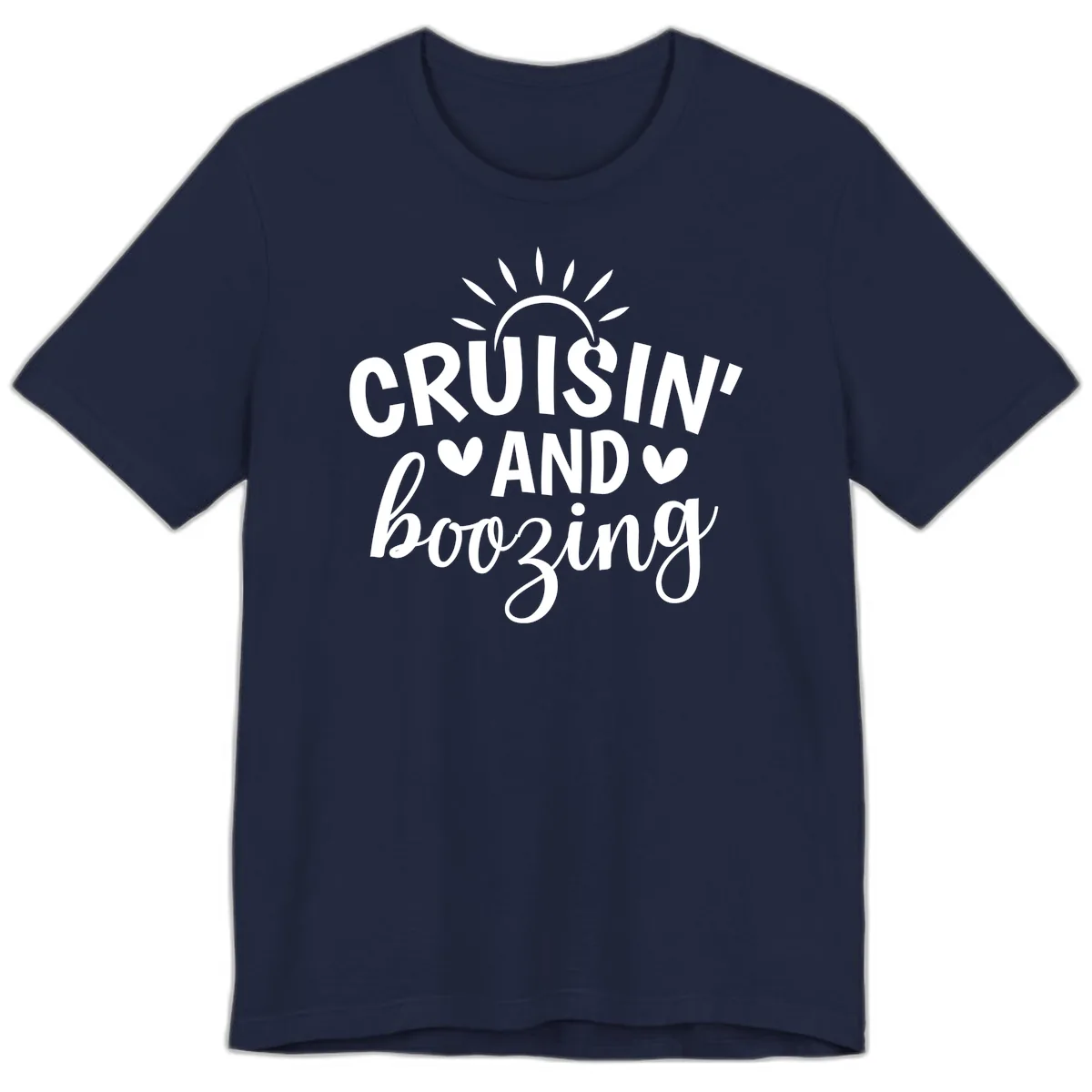 Cruisin And Boozing Sun Design Premium T-Shirt in Navy