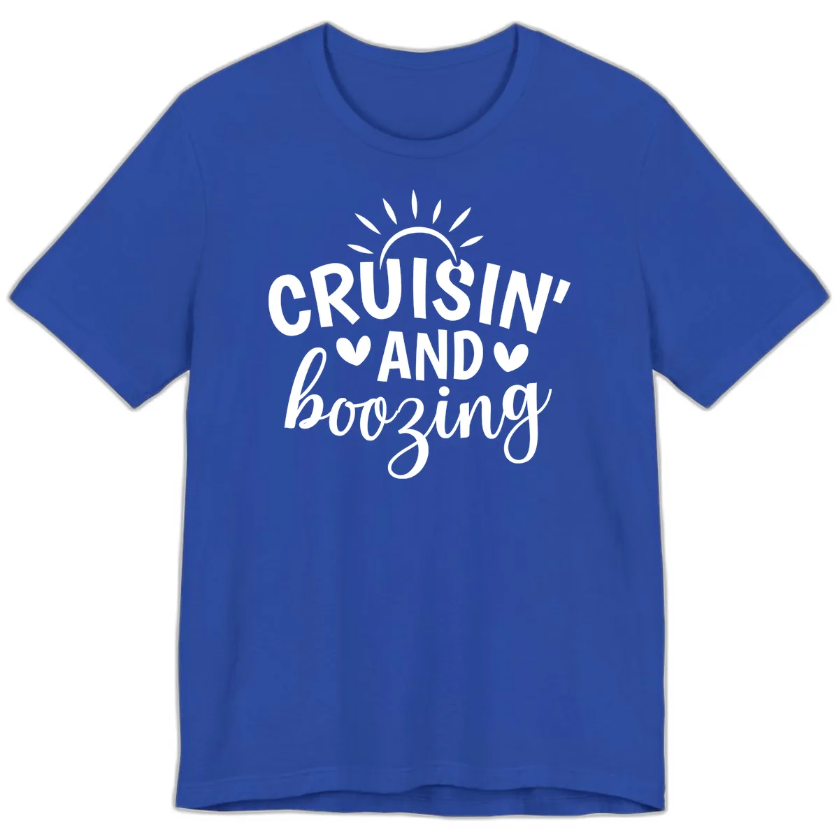 Cruisin And Boozing Sun Design Premium T-Shirt in True Royal