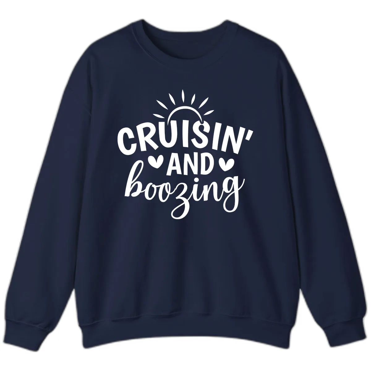 Cruisin And Boozing Sun Design Sweatshirt in Navy