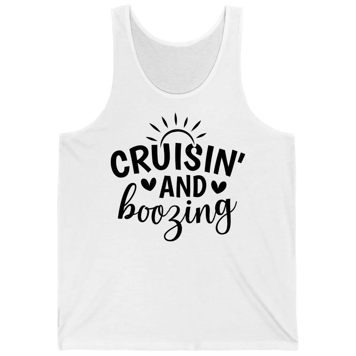 Cruisin And Boozing Sun Design Tank in White