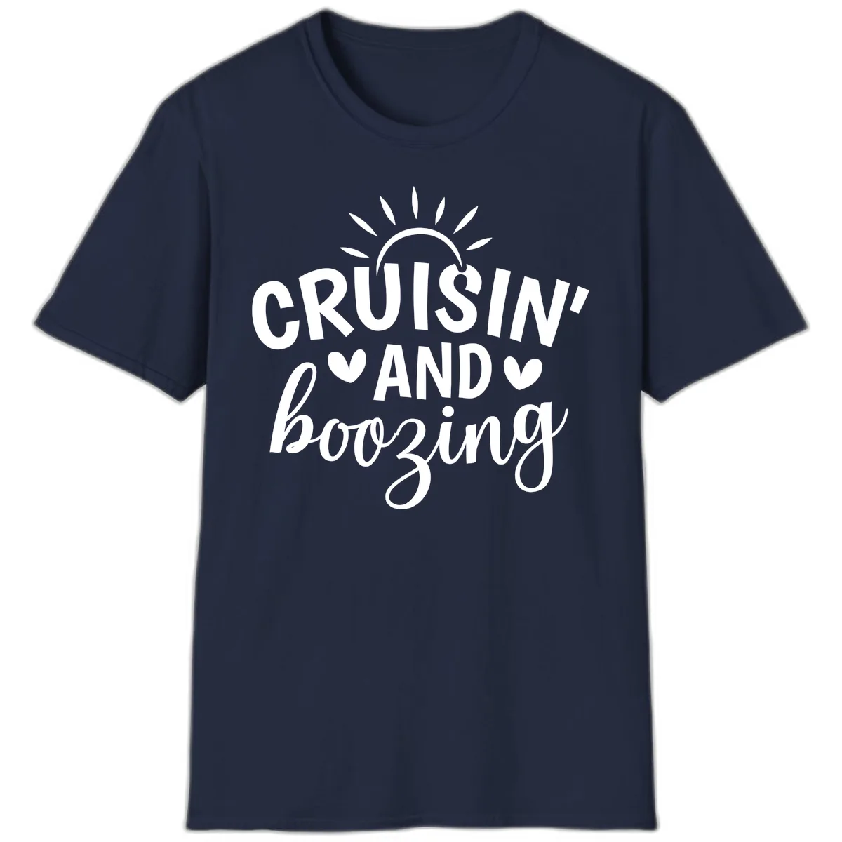 Cruisin And Boozing Sun Design T-Shirt in Navy