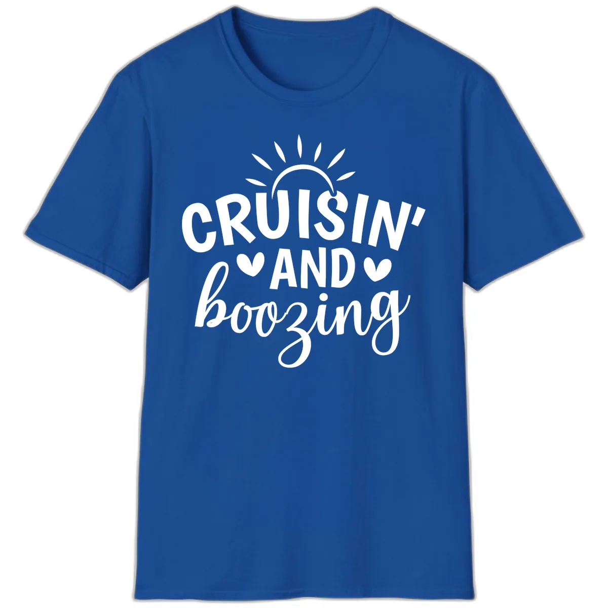 Cruisin And Boozing Sun Design T-Shirt in Royal