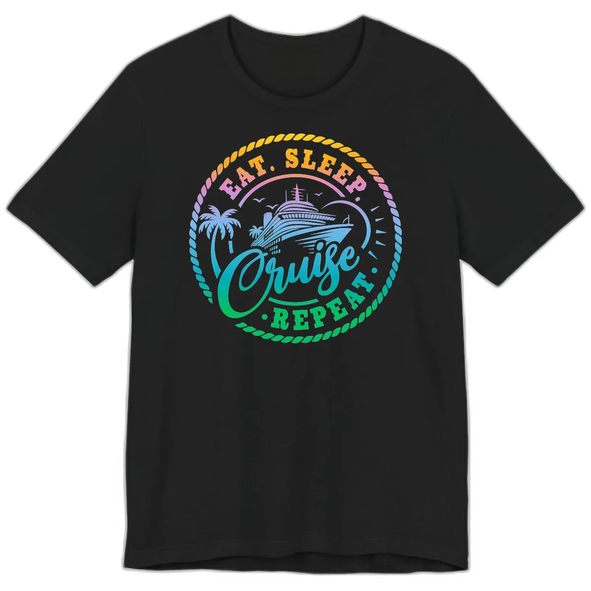 Eat Sleep Cruise Repeat Design Premium T-Shirt in Black