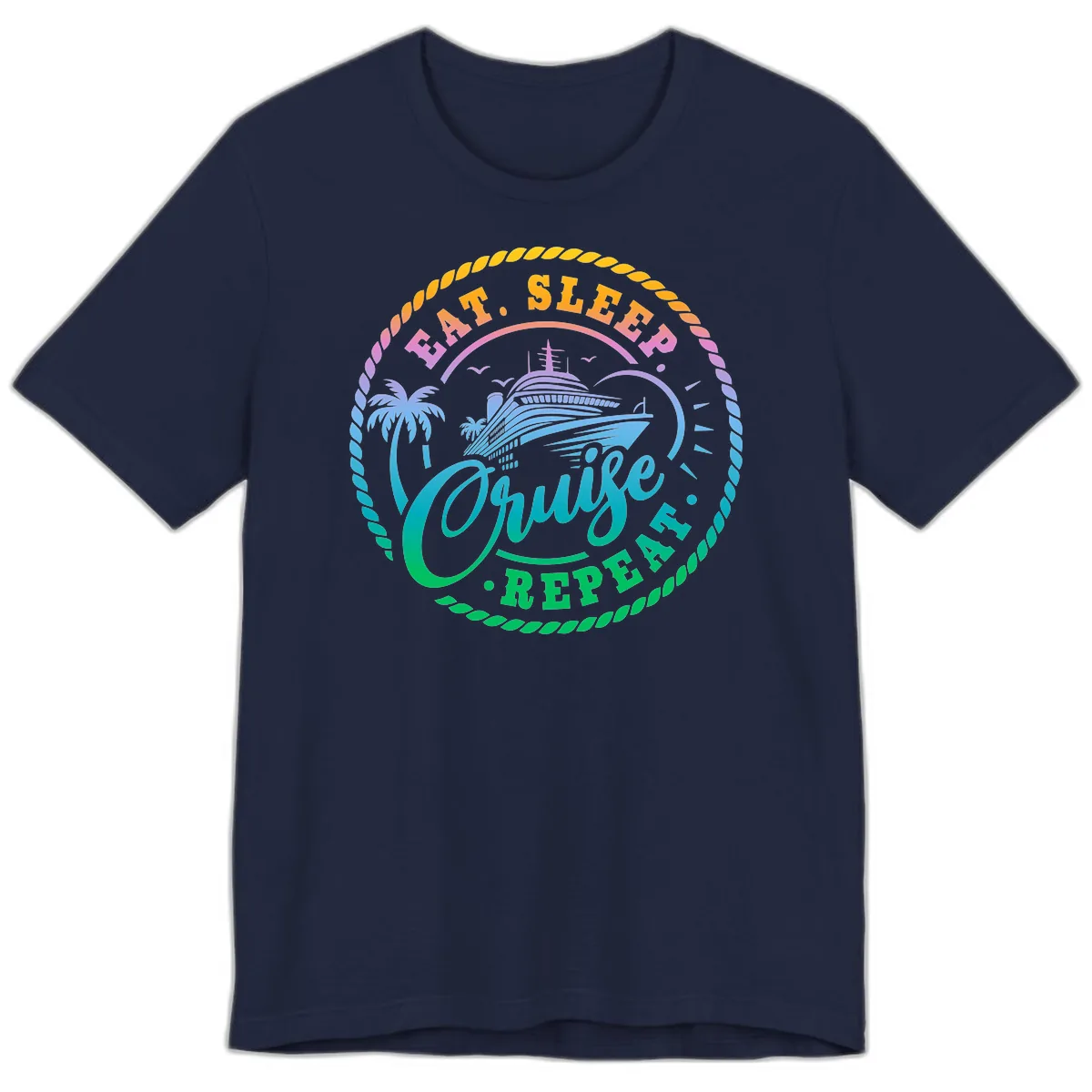 Eat Sleep Cruise Repeat Design Premium T-Shirt in Navy
