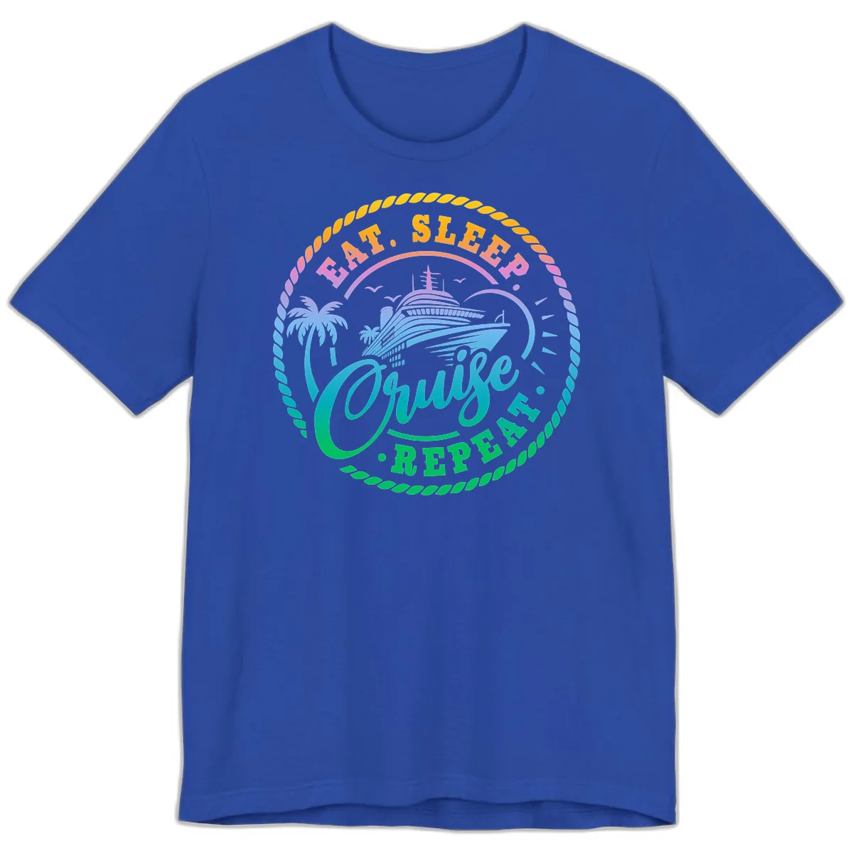 Eat Sleep Cruise Repeat Design Premium T-Shirt in True Royal